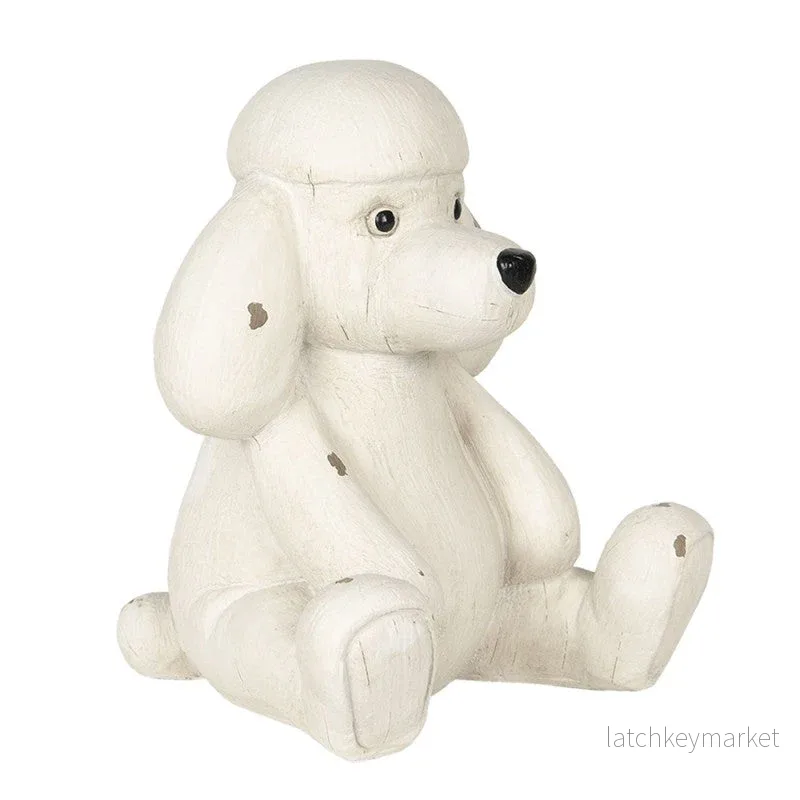 Dekoration Djur Hund 14x12x16 Cm Vit Polyresin  REA
