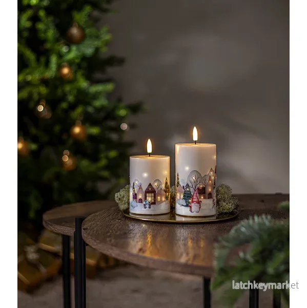 Belysning Jul LED Blockljus Flamme Winterland 12,5 cm - Bild 3