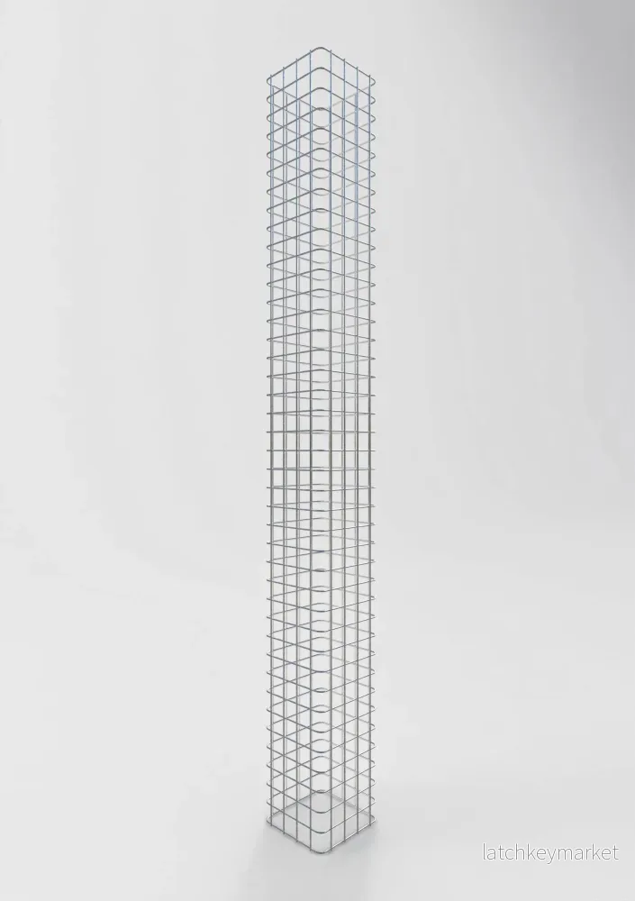 Rektangulär varmförzinkad gabionpelare, 22 cm x 22 cm, 200 cm hög, MW 5 cm x 5 cm Rektangulär varmförzinkad gabionpelare, 22 cm x 22 cm, 200 cm hög, MW 5 cm x 5 cm