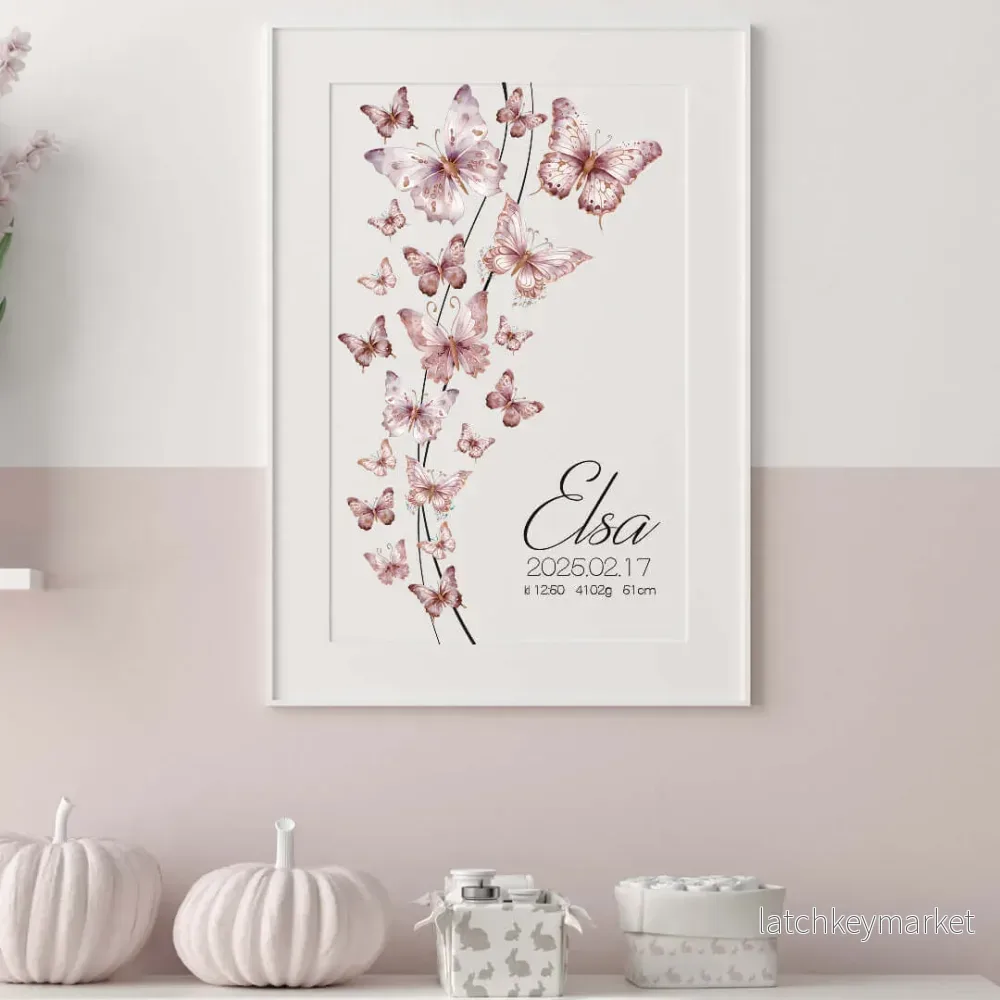 Namntavla Fjärilar rosa - Bild 2
