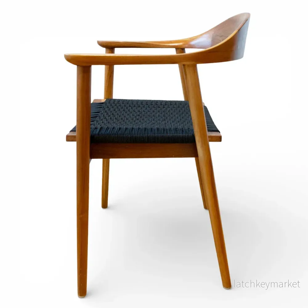 Karmstol Jessie i teak flätad sits svart - Bild 3
