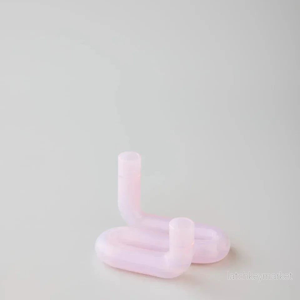Wave Candle Holder Milky Rose Wave Candle Holder Milky Rose