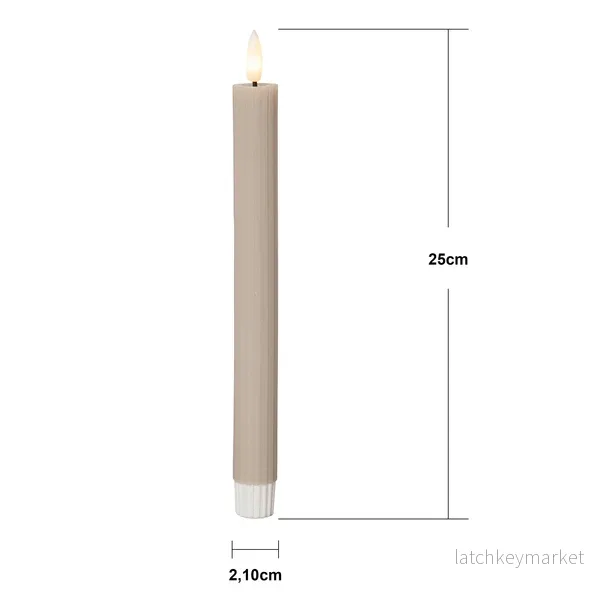 Stearinlys LED Antikklys 2-pack Flamme Stripe 25 cm Beige - Bild 3