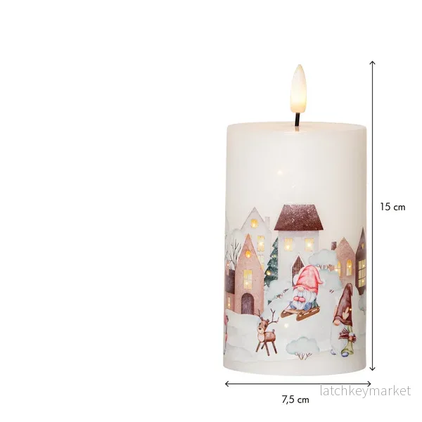 Belysning Jul LED Blockljus Flamme Winterland 15 cm - Bild 3