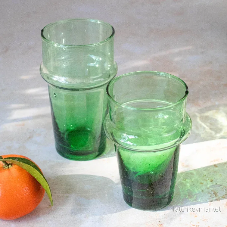Moroccan Beldi Glassware - Green - small