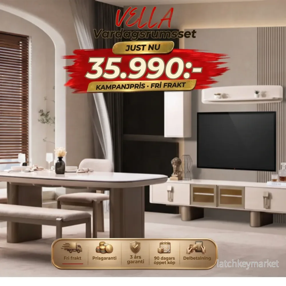 Vella Vardagsrumsset – (Matbord med 6st Stolar-Soffbord-Tv Bänk) Vella Vardagsrumsset – (Matbord med 6st Stolar-Soffbord-Tv Bänk)