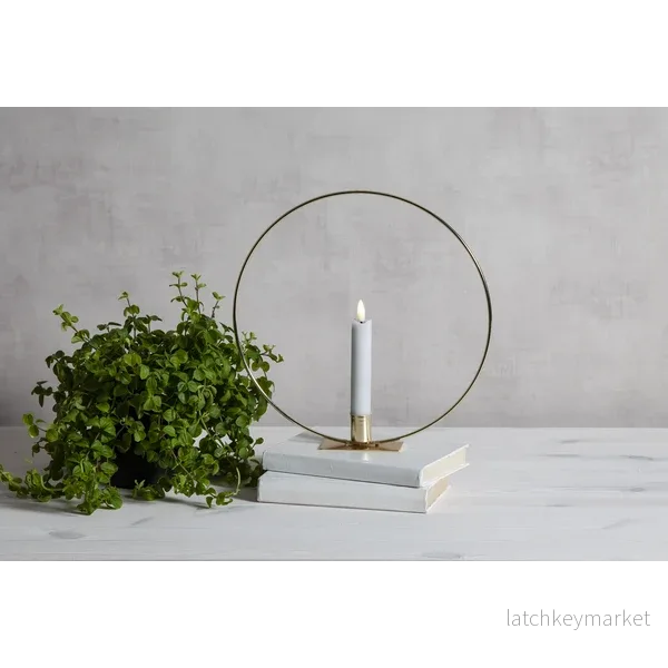 Ljusstake stående Ring ink. LED ljus Mässing