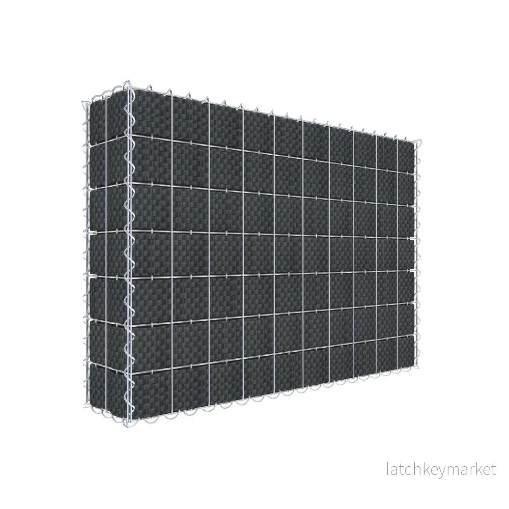 Grön gabion med fleece & insynsskydd 100 cm x 70 cm x 20 cm (L x H x D), maskstorlek 5 cm x 10 cm, spiral Grön gabion med fleece & insynsskydd 100 cm x 70 cm x 20 cm (L x H x D), maskstorlek 5 cm x 10 cm, spiral