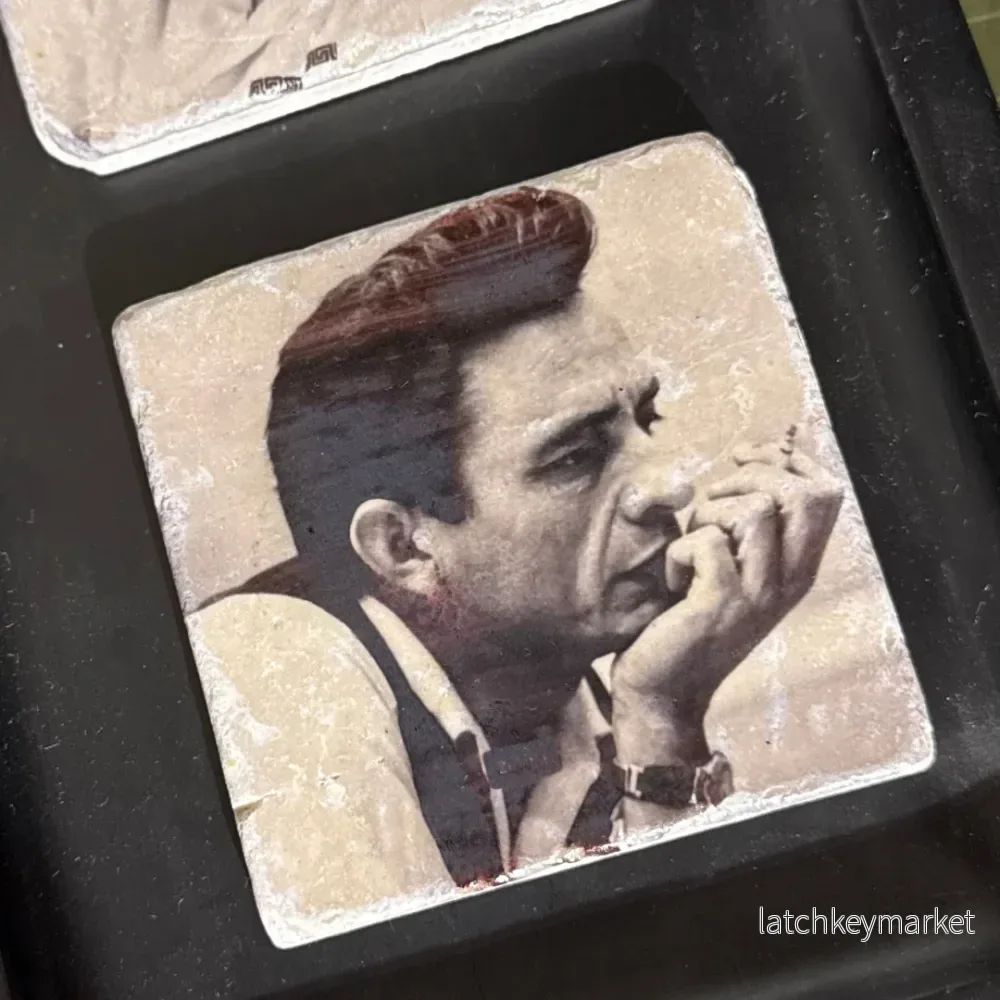 Glasunderlägg marmor Johnny Cash