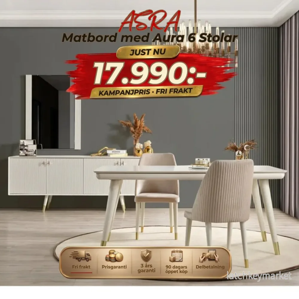 Asra Matbord med Aura 6 Stolar Asra Matbord med Aura 6 Stolar