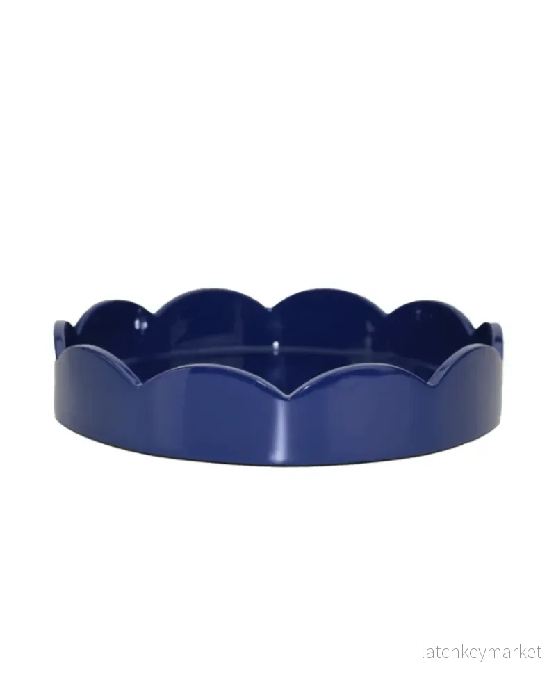 Scalloped Small Round Tray Navy