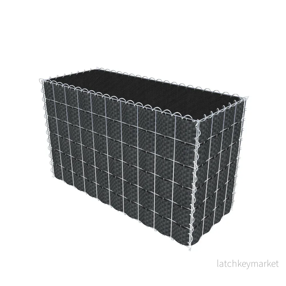 Grön gabion med fleece & insynsskydd 100 cm x 60 cm x 40 cm (L x H x D), maskstorlek 5 cm x 10 cm, spiral - Bild 2