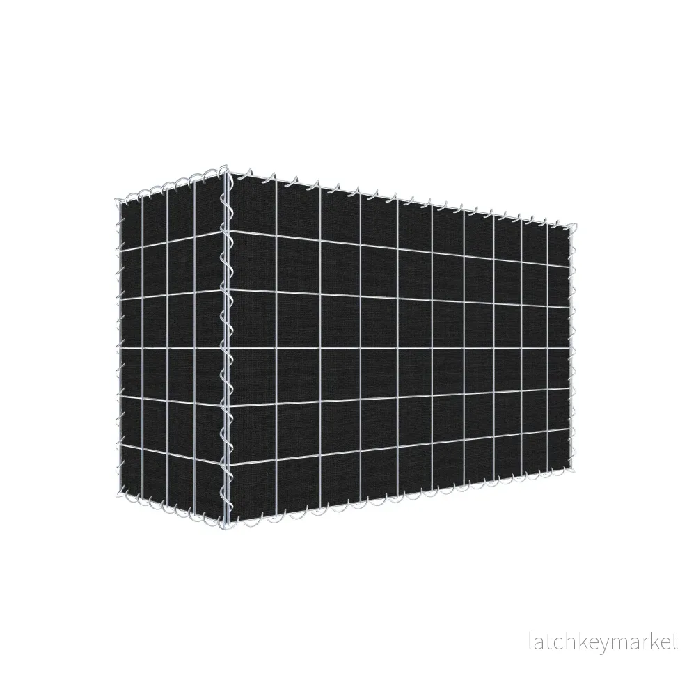Grön gabion med fleece 100 cm x 60 cm x 40 cm (L x H x D), maskstorlek 10 cm x 10 cm, spiral