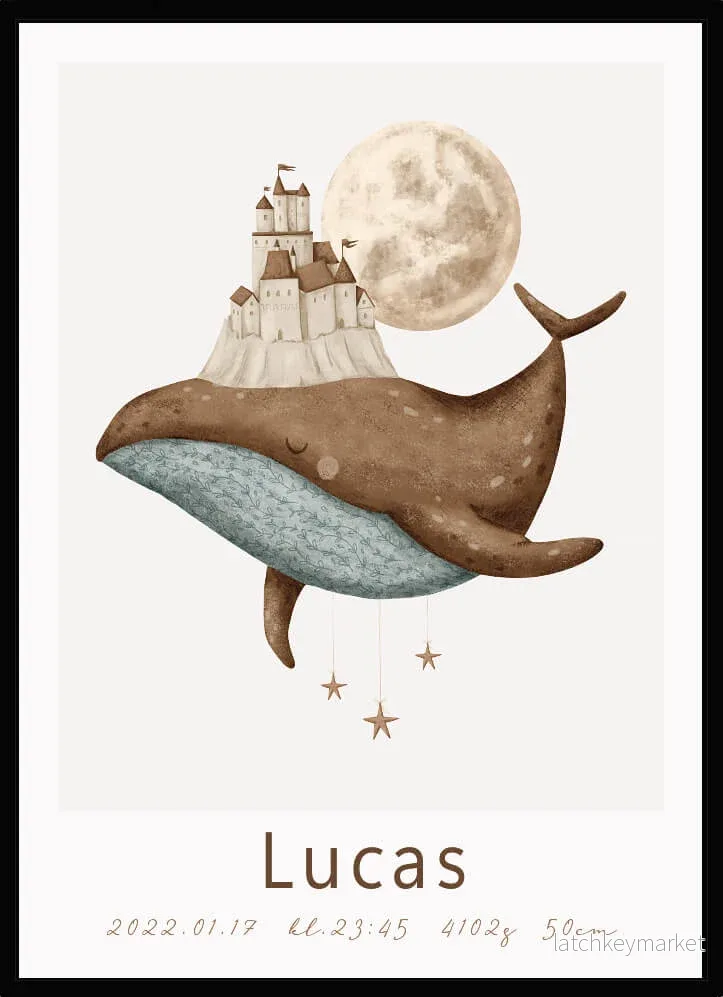 Namntavla Whale & moon