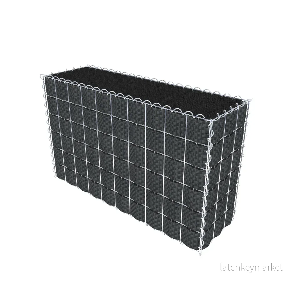 Grön gabion med fleece & insynsskydd 100 cm x 60 cm x 30 cm (L x H x D), maskstorlek 5 cm x 10 cm, spiral - Bild 2