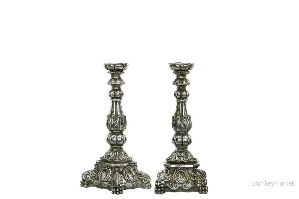 Ljusstake Enya Antik Silver Poly 13x31cm 1 st HH Ljusstake Enya Antik Silver Poly 13x31cm 1 st HH