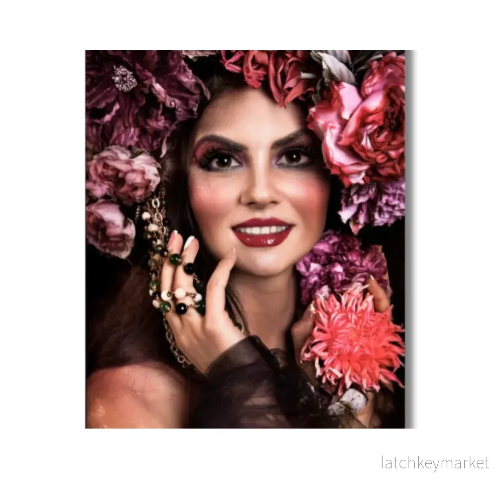 CLOSE UP PORTRAIT OF YOUNG BEAUTIFUL GIRL WITH FLOWER PROFESSIONAL MAKEUP CLOSE UP PORTRAIT OF YOUNG BEAUTIFUL GIRL WITH FLOWER PROFESSIONAL MAKEUP