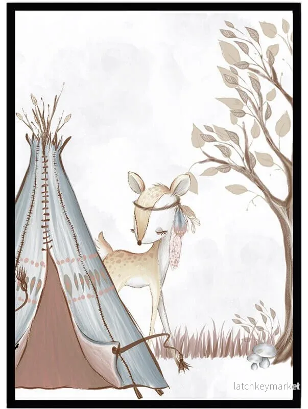 Barntavla – Teepee & Deer Barntavla – Teepee & Deer