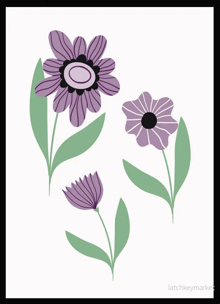 Barntavla – retroblommor lila Barntavla – retroblommor lila