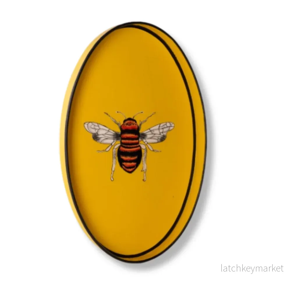 Bricka Handmålad Yellow Bee Les Ottomans