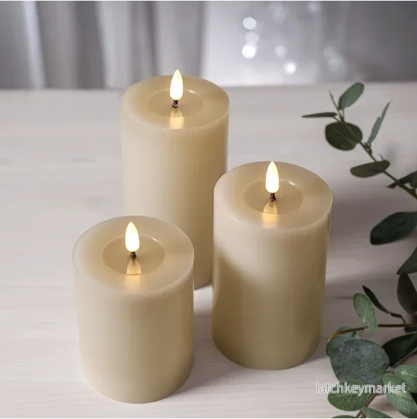 Stearinlys LED Blokklys Flamme Flow Beige 17,5 cm - Bild 2