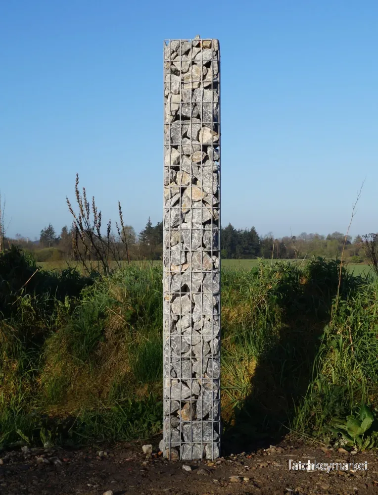 Rektangulär varmförzinkad gabionpelare, 27 cm x 27 cm, 200 cm hög, MW 5 cm x 10 cm - Bild 2