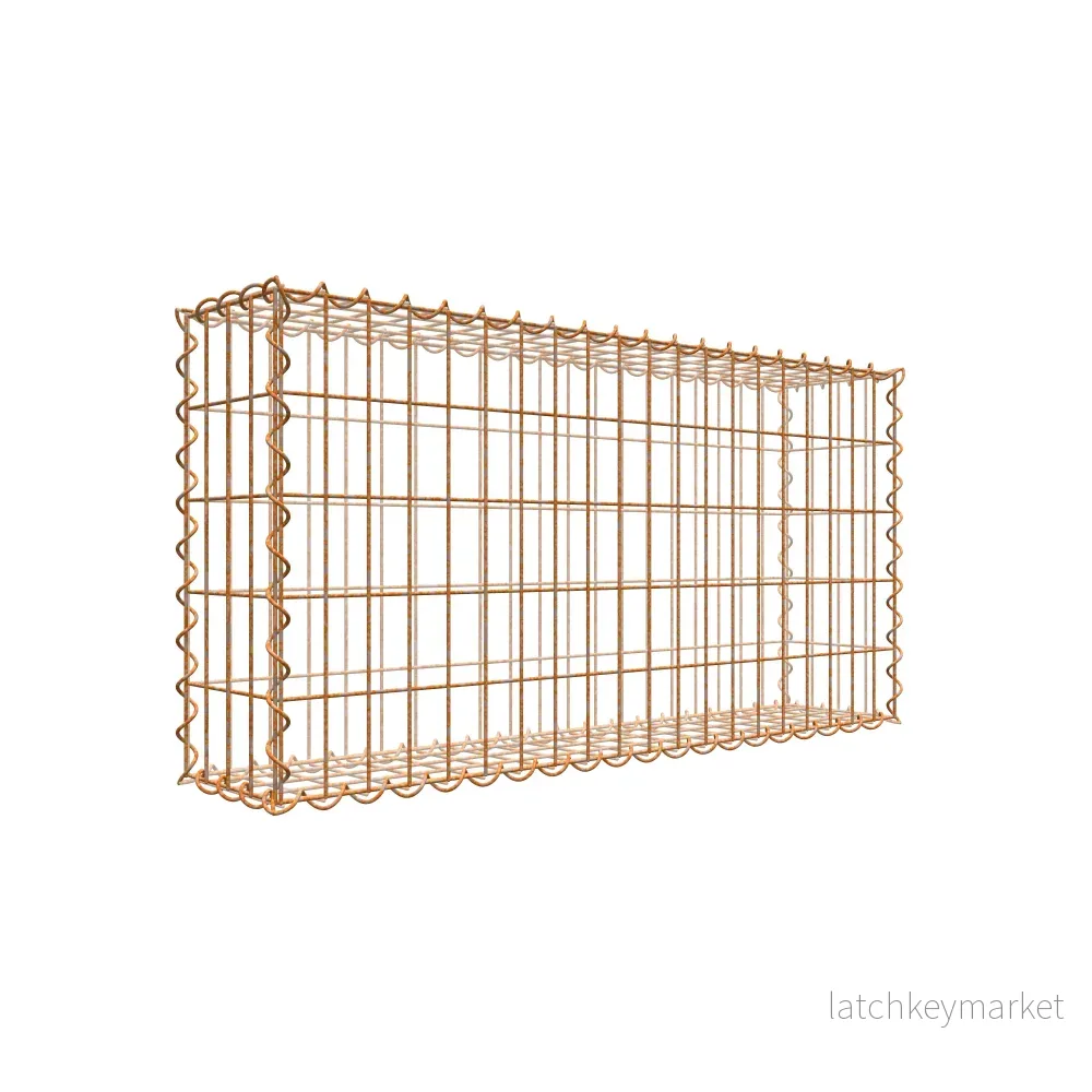 Rostig gabion 100 cm x 50 cm x 20 cm (L x H x D), maskstorlek 5 cm x 10 cm, spiral