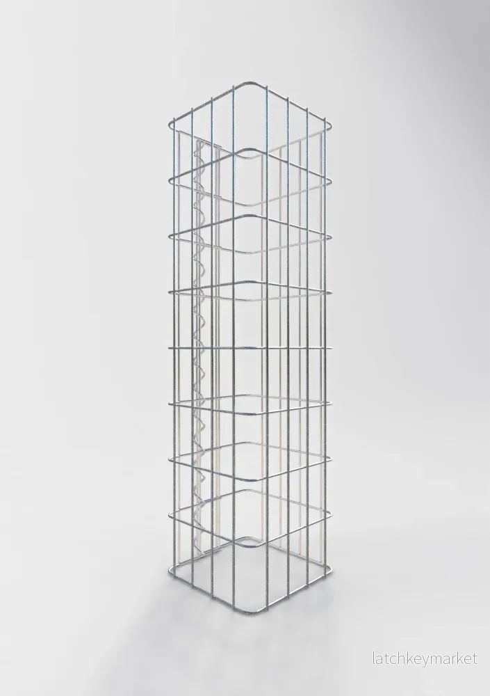 Gabionpelare, kvadrat 22 cm x 22 cm, 80 cm hög, MW 5 cm x 10 cm - Bild 2