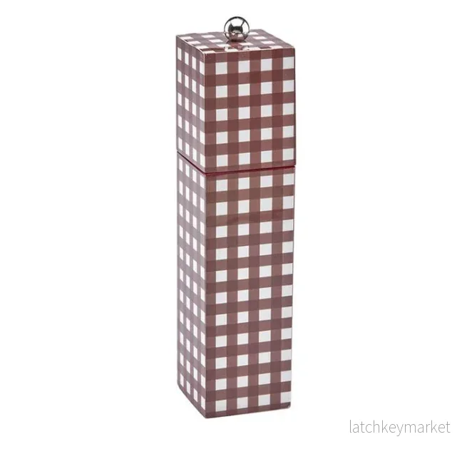 Burgundy Gingham Salt & Pepper Mill Burgundy Gingham Salt & Pepper Mill