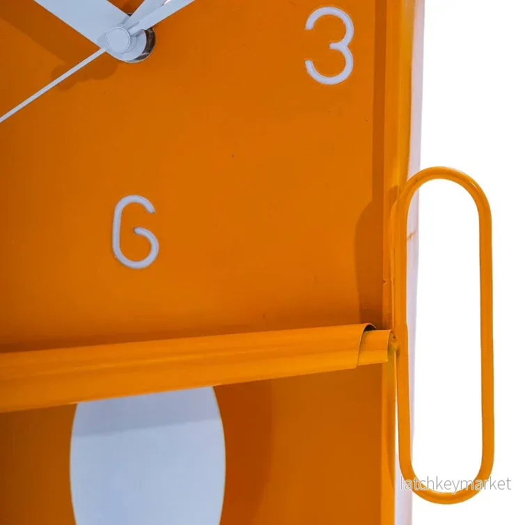 Orange Metal Sardine Tin Pendulum Wall Clock (PRE ORDER) - Bild 3