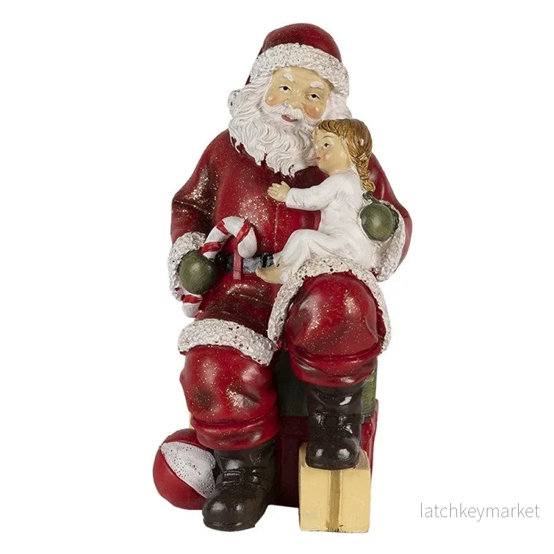 Juldekoration Inomhus Jultomten 9x9x18 Cm Röd Polyresin  REA