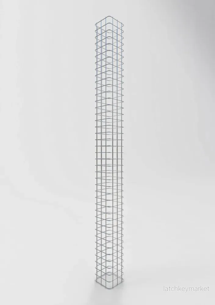 Rektangulär varmförzinkad gabionpelare, 17 cm x 17 cm, 200 cm hög, MW 5 cm x 5 cm
