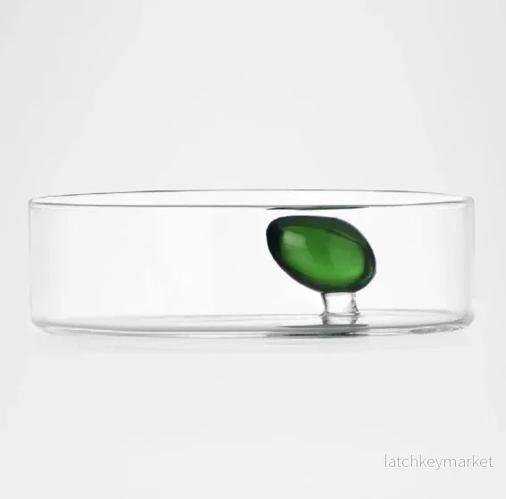 Clear Little Bowl with Green Olive Clear Little Bowl with Green Olive