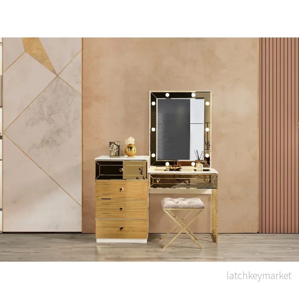 Gold Sminkbord Pall Gold Sminkbord Pall