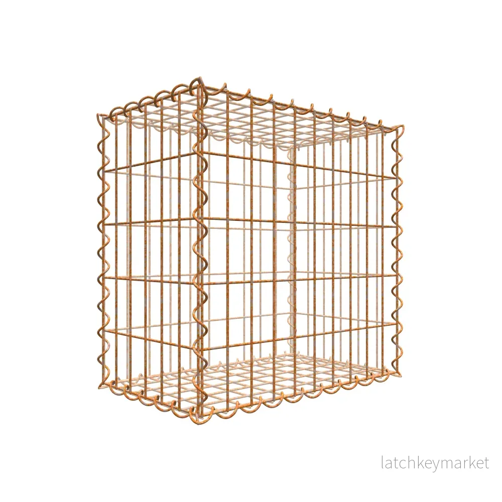 Rostig gabion 50 cm x 50 cm x 30 cm (L x H x D), maskstorlek 5 cm x 10 cm, spiral