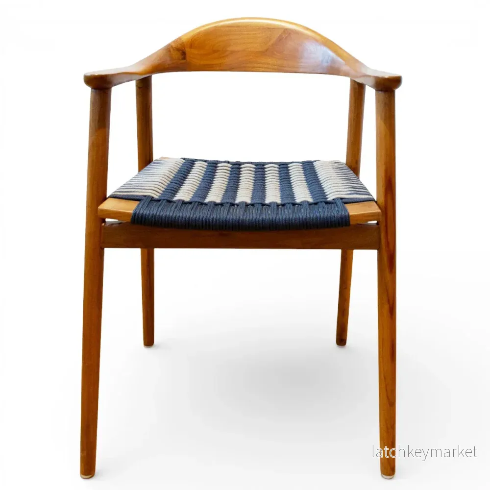 Karmstol Jessie i teak flätad sits blå/grå - Bild 2