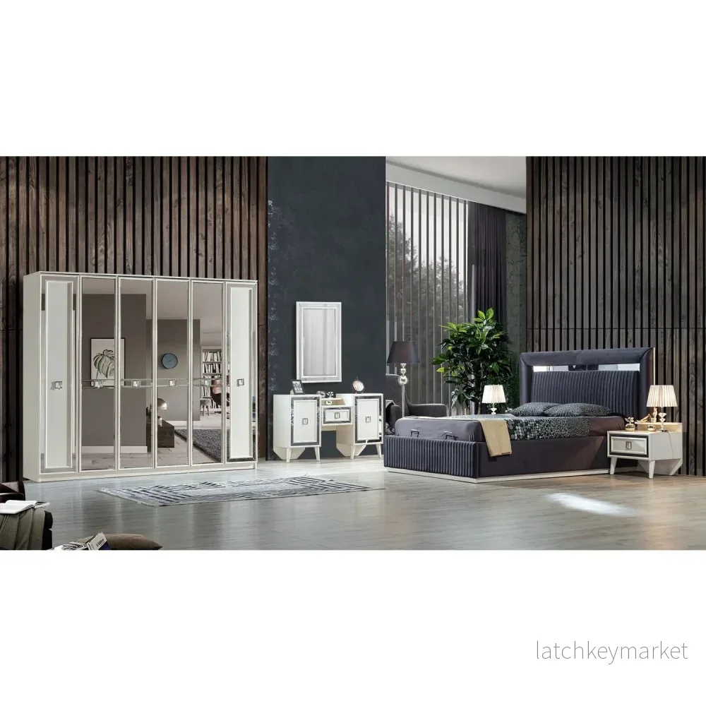 Albimo Gloria Sovrumsset - (160 cm Säng-2 st Sängbord-Sminkbord) - Bild 2