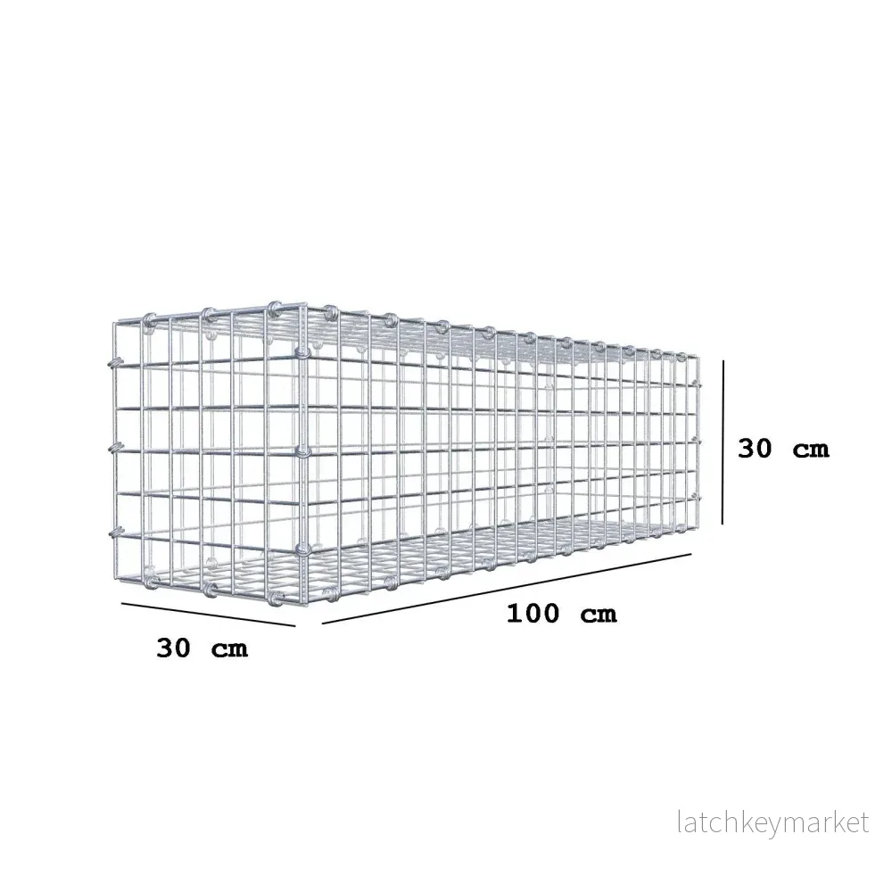 Gabion 100 cm x 30 cm x 30 cm (L x H x D), maskstorlek 5 x 5 cm, spiralring - Bild 2