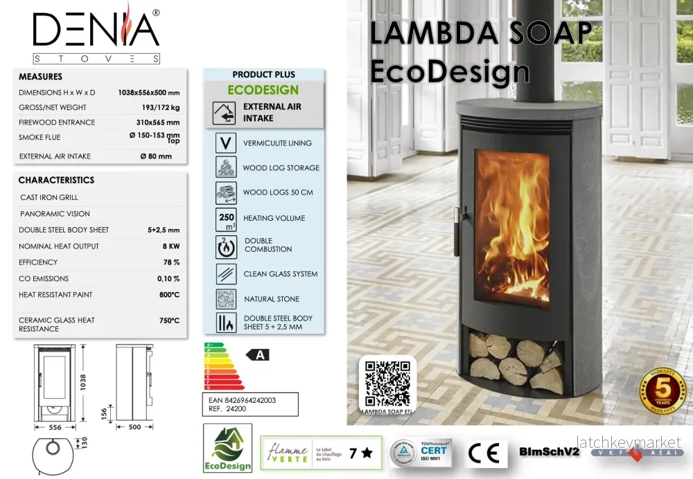Kamin Denia Lambda täljstenskamin (fyndvara) - Bild 3