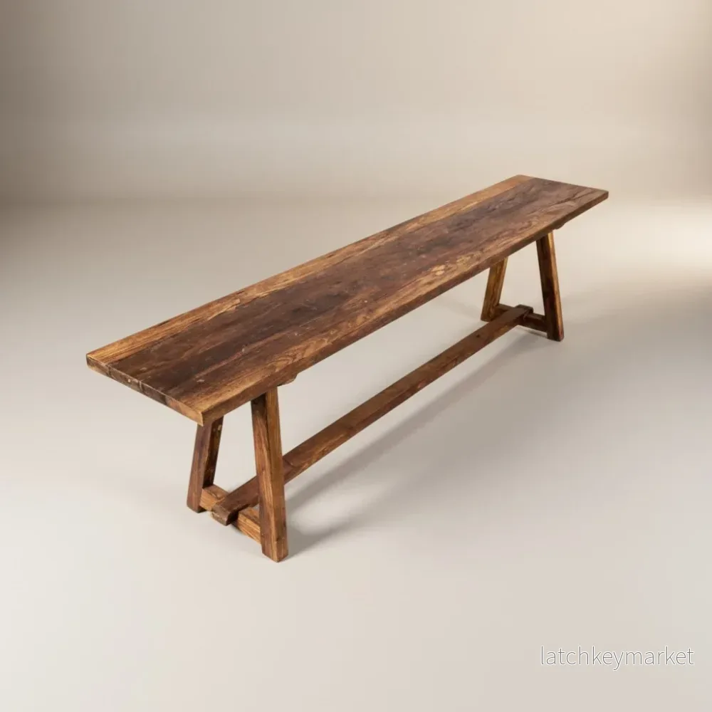 Träbänk vintage teak Ingrid - Bild 2