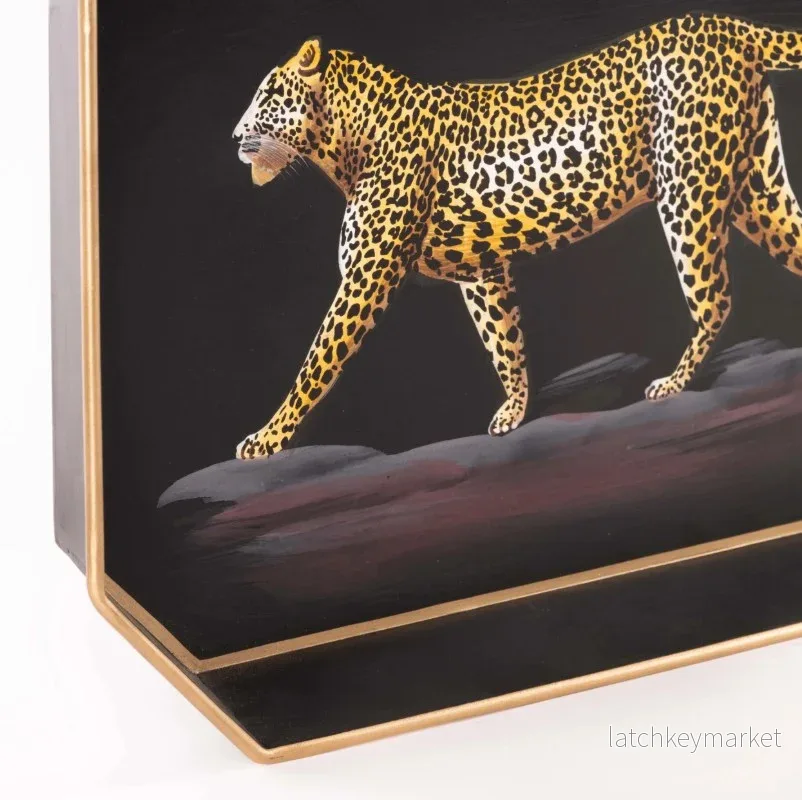 Bricka Handmålad Leopard Les Ottomans - Bild 3