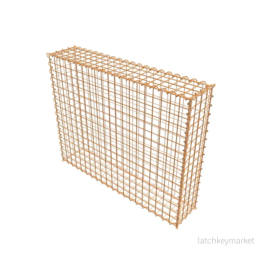 Rostig gabion 100 cm x 80 cm x 20 cm (L x H x D), maskstorlek 5 cm x 5 cm, spiral - Bild 2