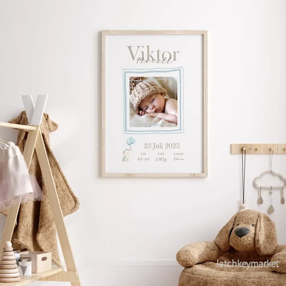Namntavla Eget foto - elefant blå - Bild 2