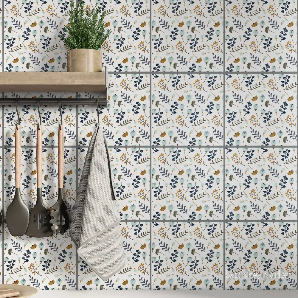 Kakeldekor blommor retro
