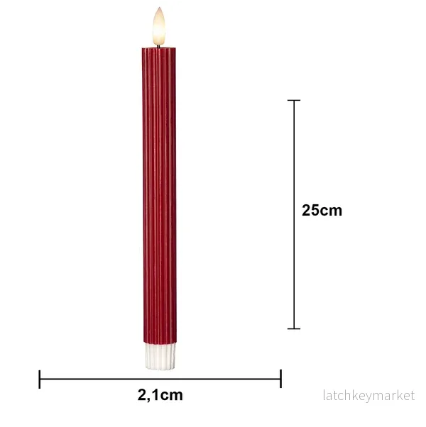 Batteridrivet LED Antikljus 2-pack Flamme Stripe 25 cm Röd - Bild 3