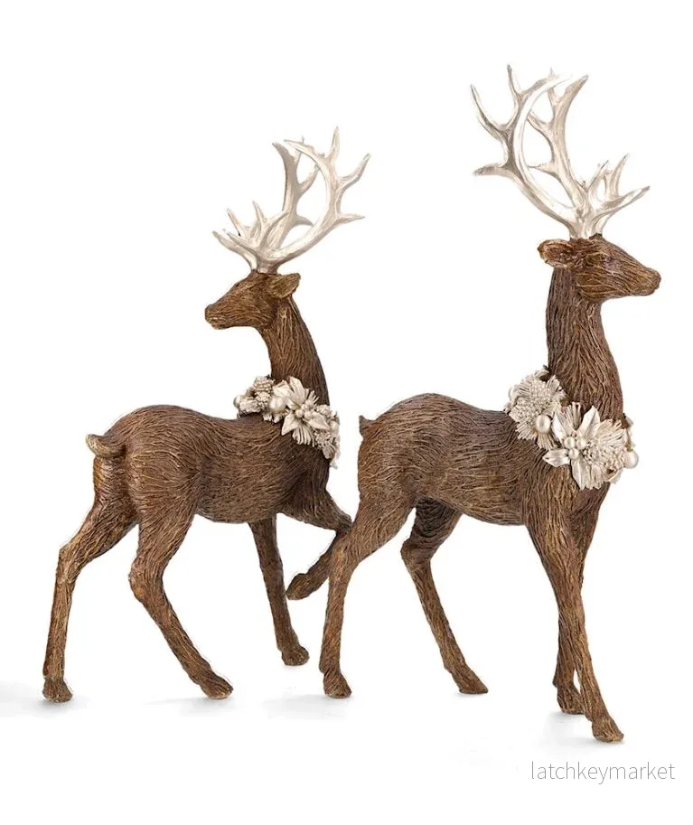 Dekoration Hjort Med Guldkrans 2-pack Mix 46 cm Dekoration Hjort Med Guldkrans 2-pack Mix 46 cm