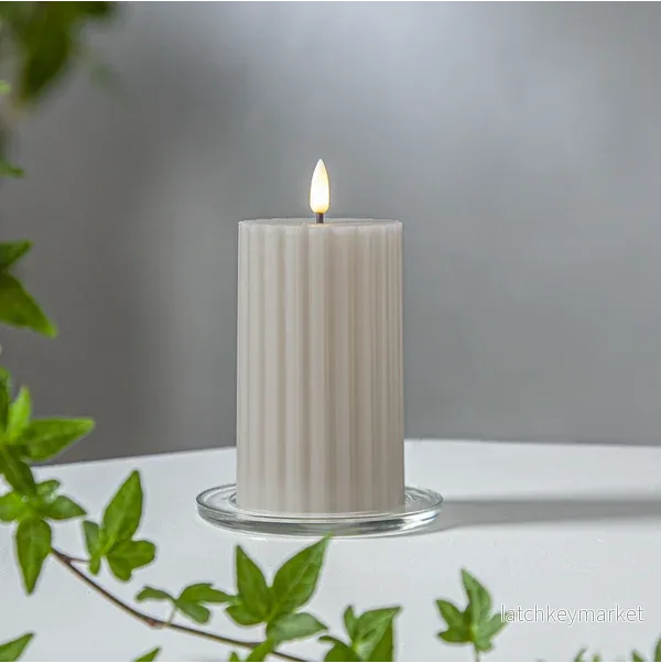 Batteridrivet LED Blockljus Flamme Stripe Beige 15 cm - Bild 2