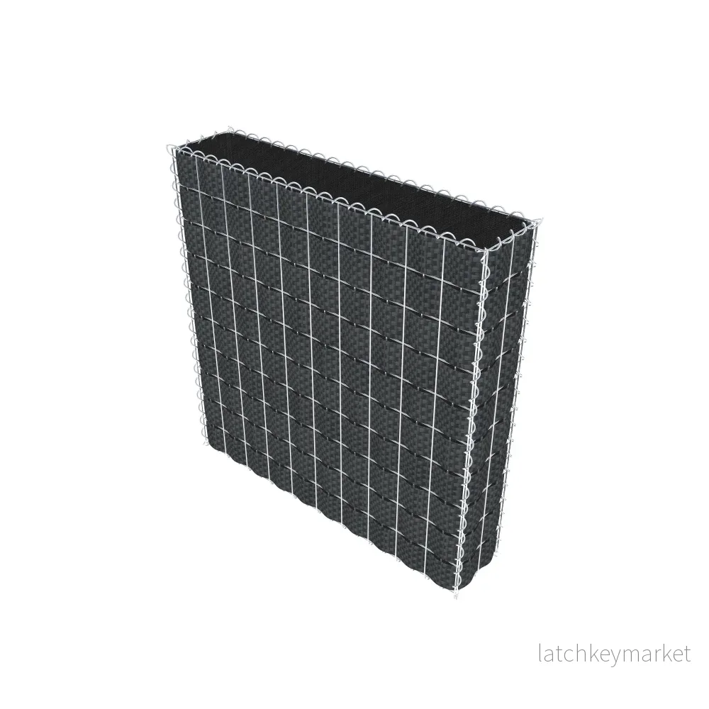 Grön gabion med fleece & insynsskydd 100 cm x 100 cm x 20 cm (L x H x D), maskstorlek 5 cm x 10 cm, spiral - Bild 2