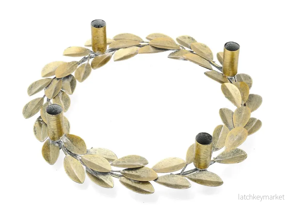 Julelysestake Krans Ø33×8 cm AntikGuld Julelysestake Krans Ø33×8 cm AntikGuld