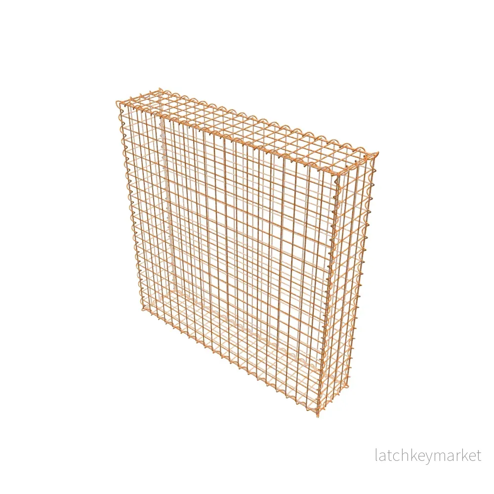 Rostig gabion 100 cm x 100 cm x 20 cm (L x H x D), maskstorlek 5 cm x 5 cm, spiral - Bild 2
